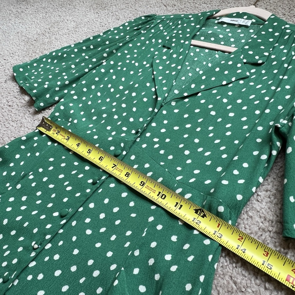 Mango Women's Short Sleeve Wide‎ Leg Polka Dot Jumpsuit Jungle Green Size XXS - Picture 6 of 13